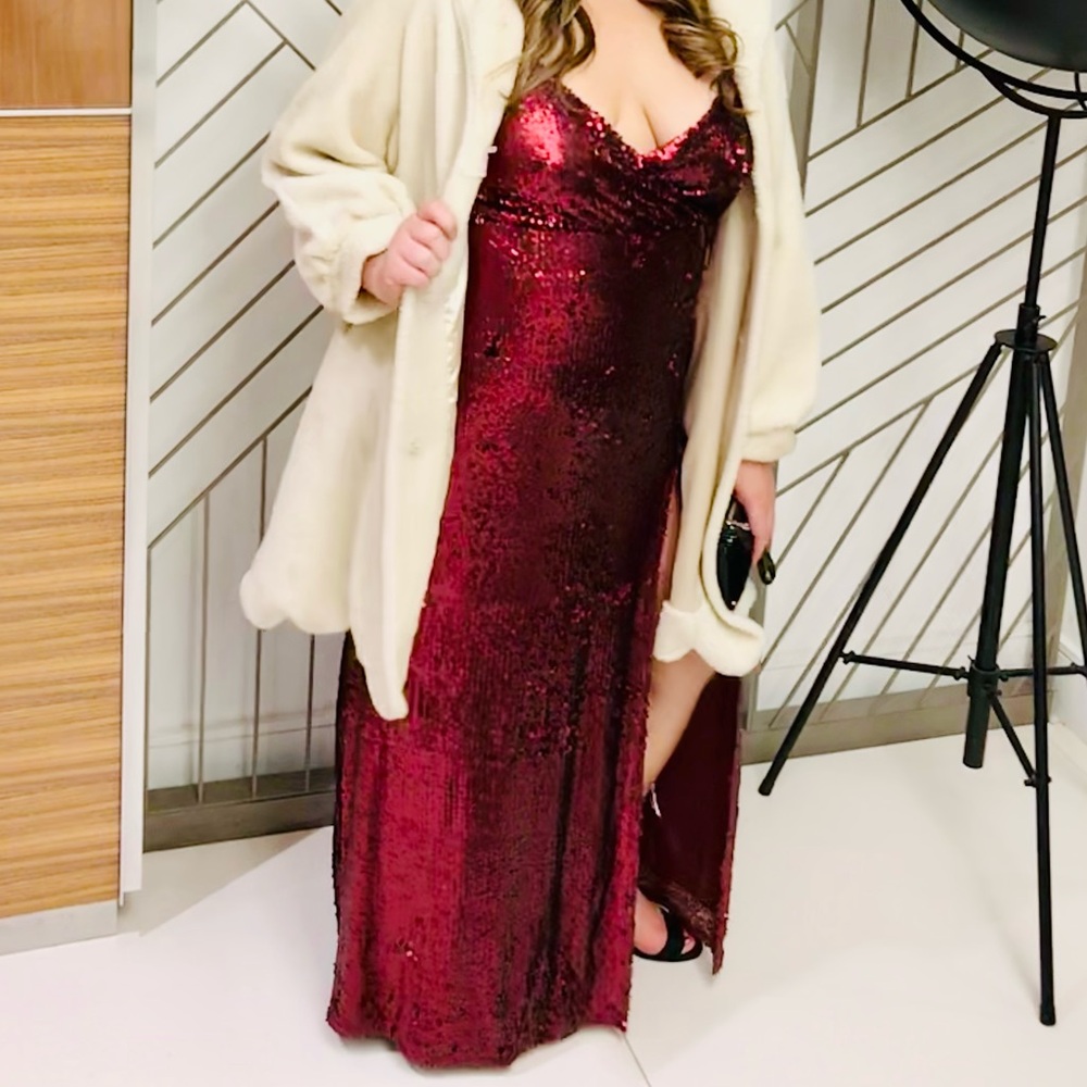Boohoo Red Sequin Dress